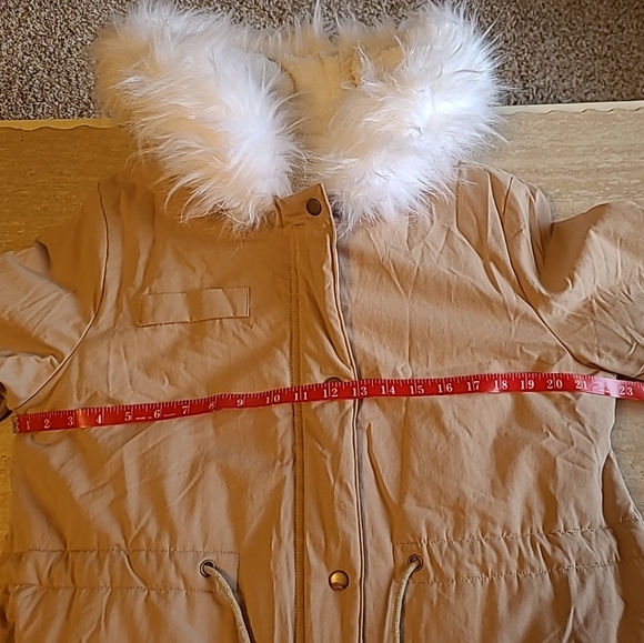 Women's Beige Fur-Trimmed Hooded Jacket - Picture 11 of 13